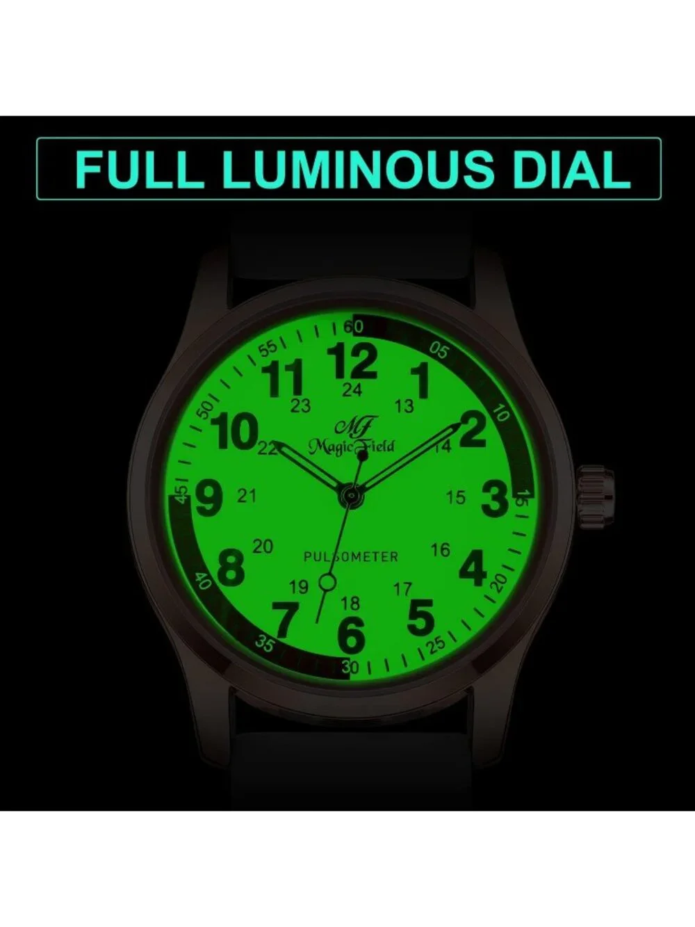 Women's Rose White Gold Easy to Read Military Time Waterproof Luminous Watch